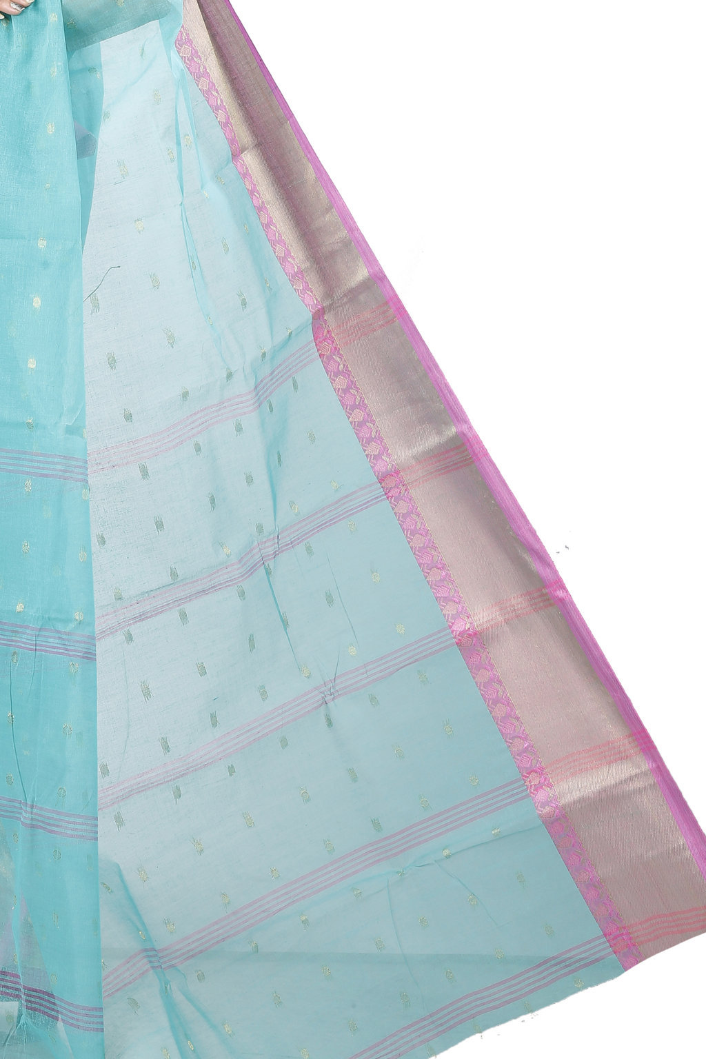 See Green Pure Cotton JoriPar Tant Saree (5176)